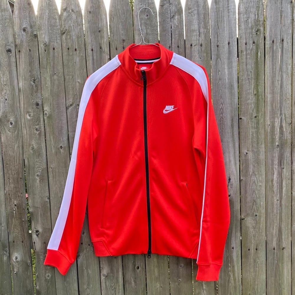 Nike athletic track jacket in bright red